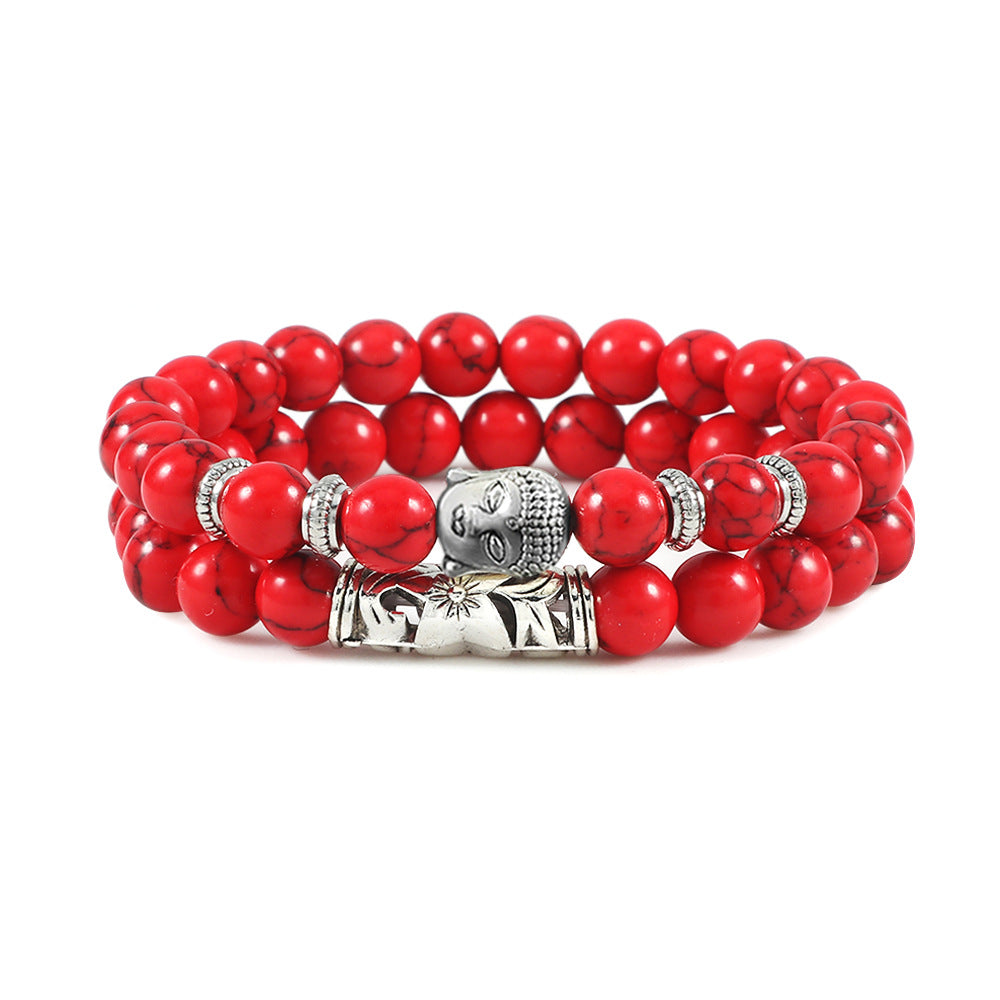 Natursteinarmband doppelt - Buddah