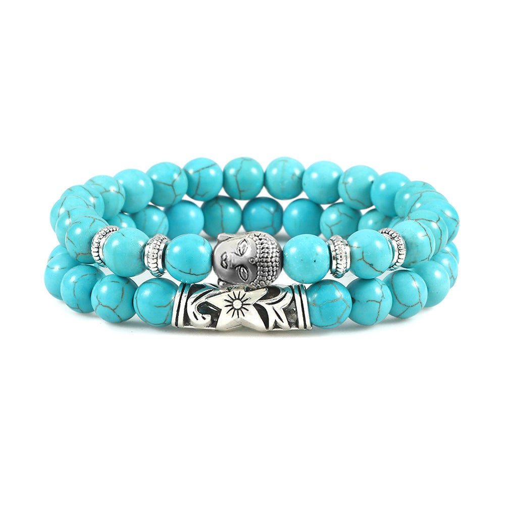 Natursteinarmband doppelt - Buddah