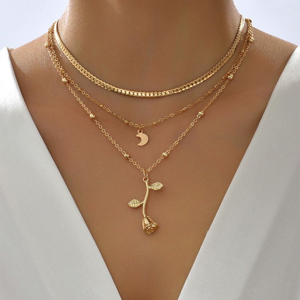 Kette 3-fach mit Rose