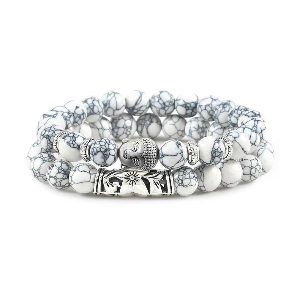 Natursteinarmband doppelt - Buddah