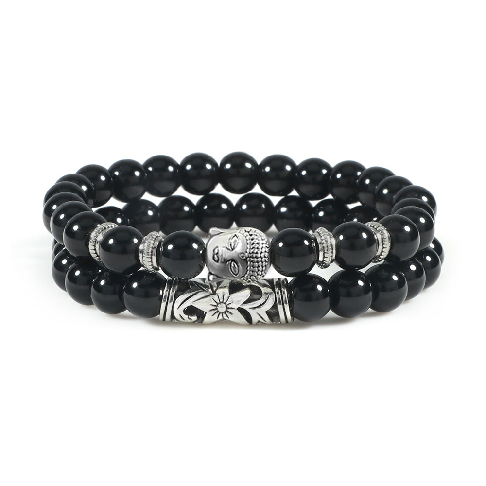 Natursteinarmband doppelt - Buddah