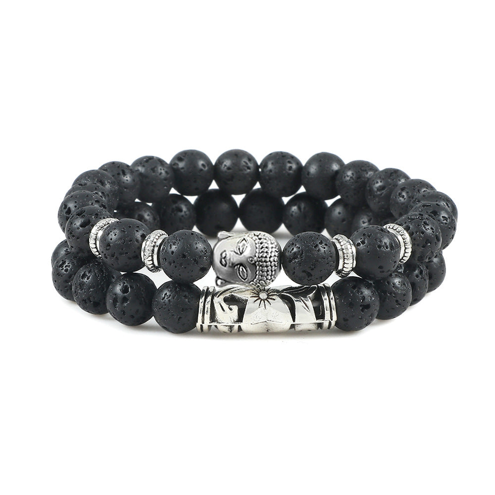 Natursteinarmband doppelt - Buddah