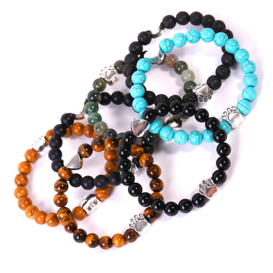 Natursteinarmband mit Pfötchen