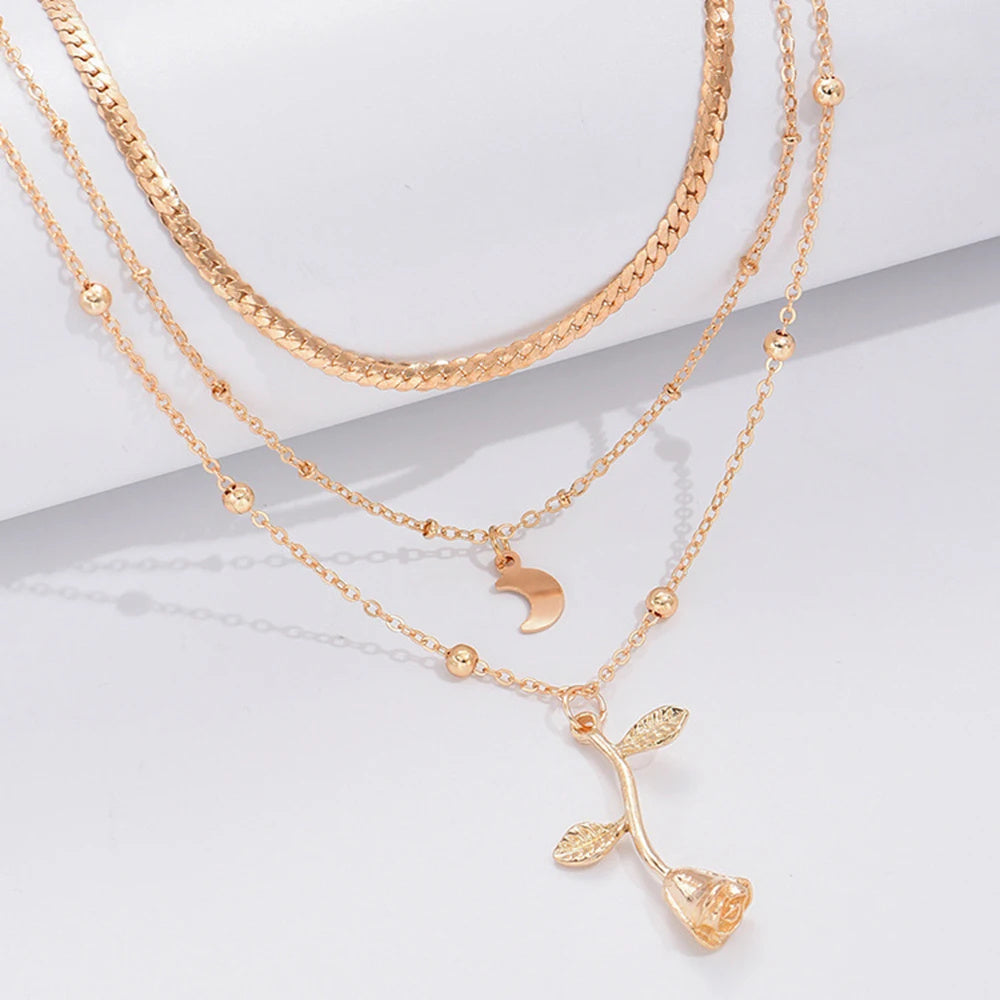 Kette 3-fach mit Rose
