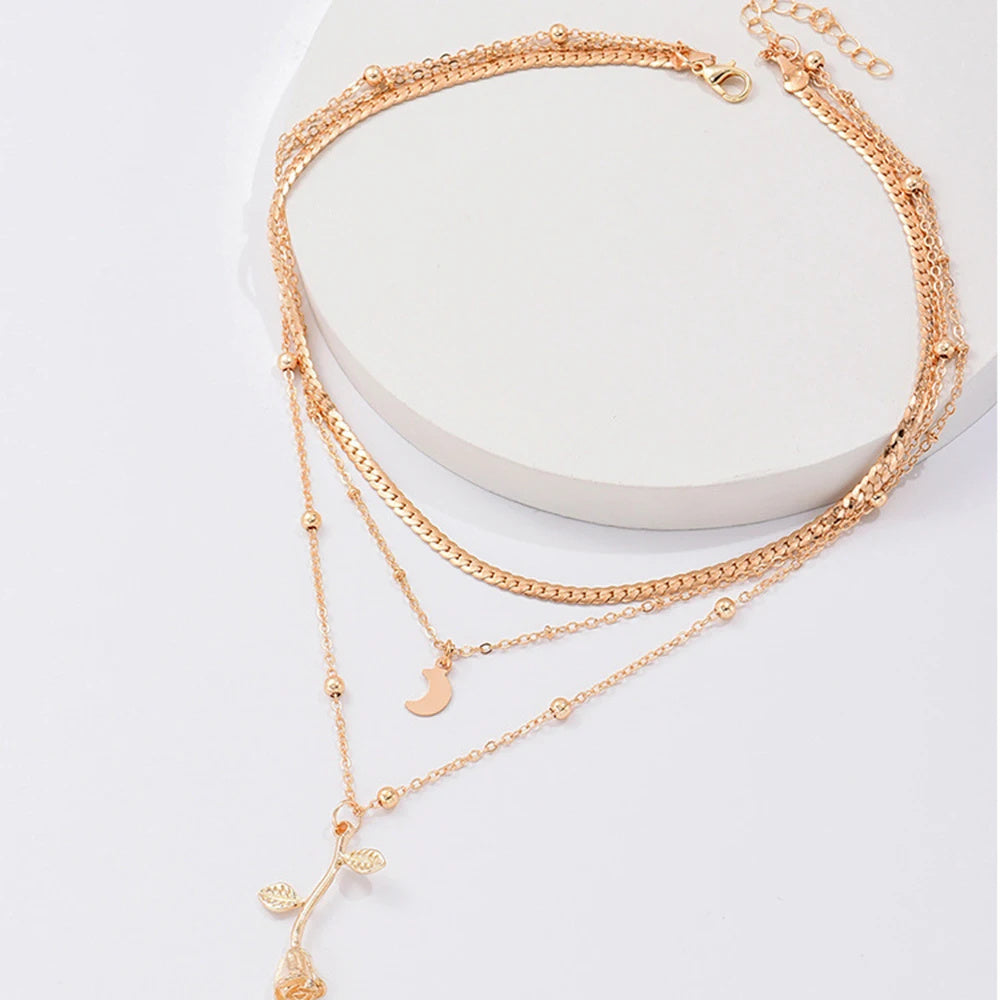 Kette 3-fach mit Rose