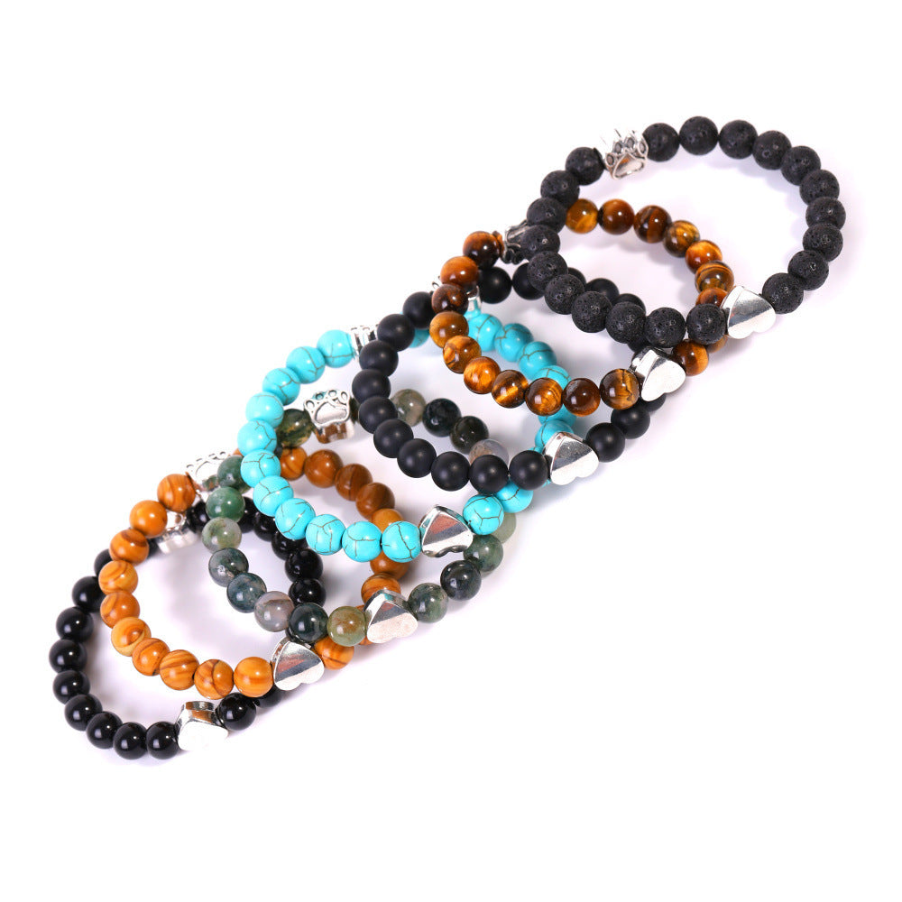 Natursteinarmband mit Pfötchen