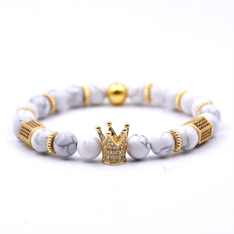 Natursteinarmband Krone