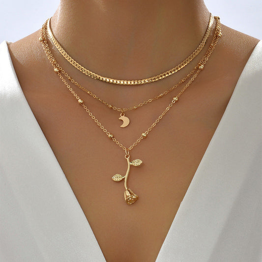 Kette 3-fach mit Rose