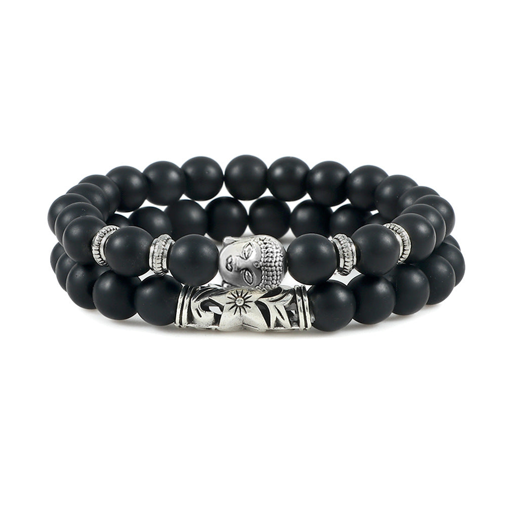 Natursteinarmband doppelt - Buddah